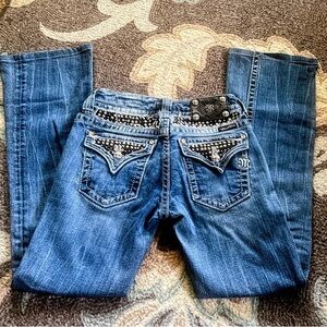 Miss Me Embellished Blue Women's Jeans with Rhinestone Back Pockets